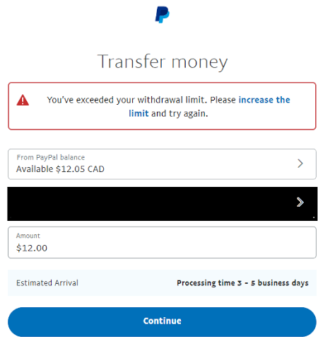Paypal Withdrawal Limit